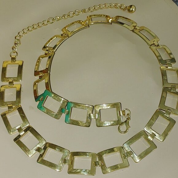 Gold Tone Chain Link Belt Vintage Versatile Adjustable Rectangle Design 1 Inch main image 10